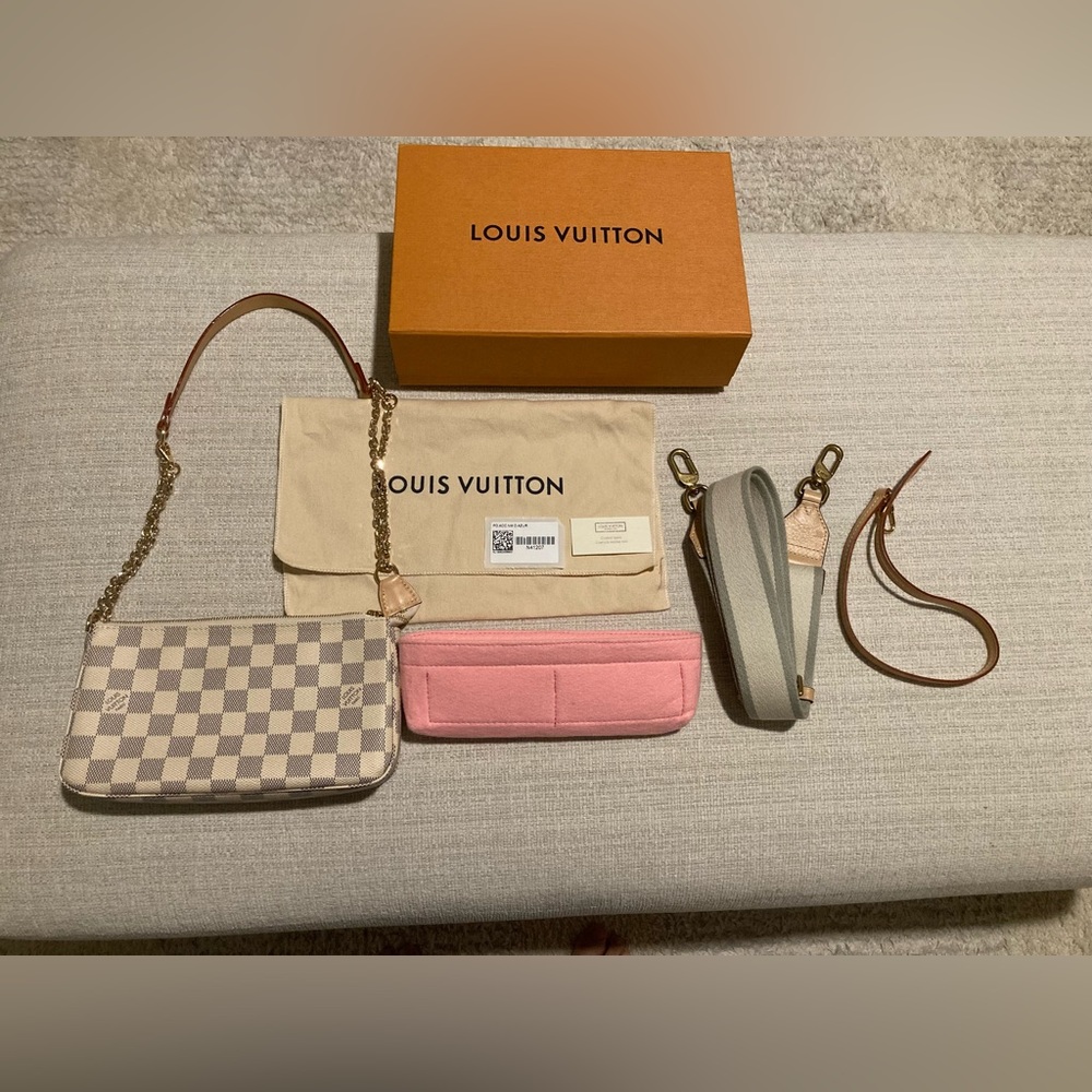 Authentic Louis Vuitton Pochette Accessories Damier Azur